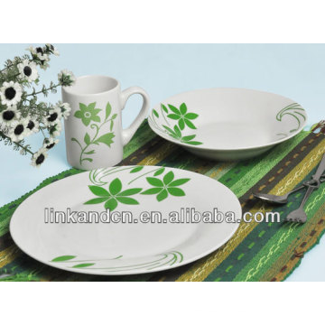 KC-00151 / Porzellan-Dinner-Set / grünes Blatt-Design
